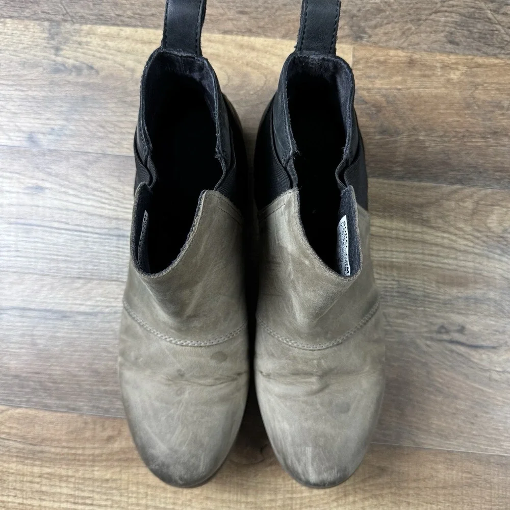 Sorel Emelie Chelsea‎ Boots Leather Booties Waterproof Quarry Black Size 9